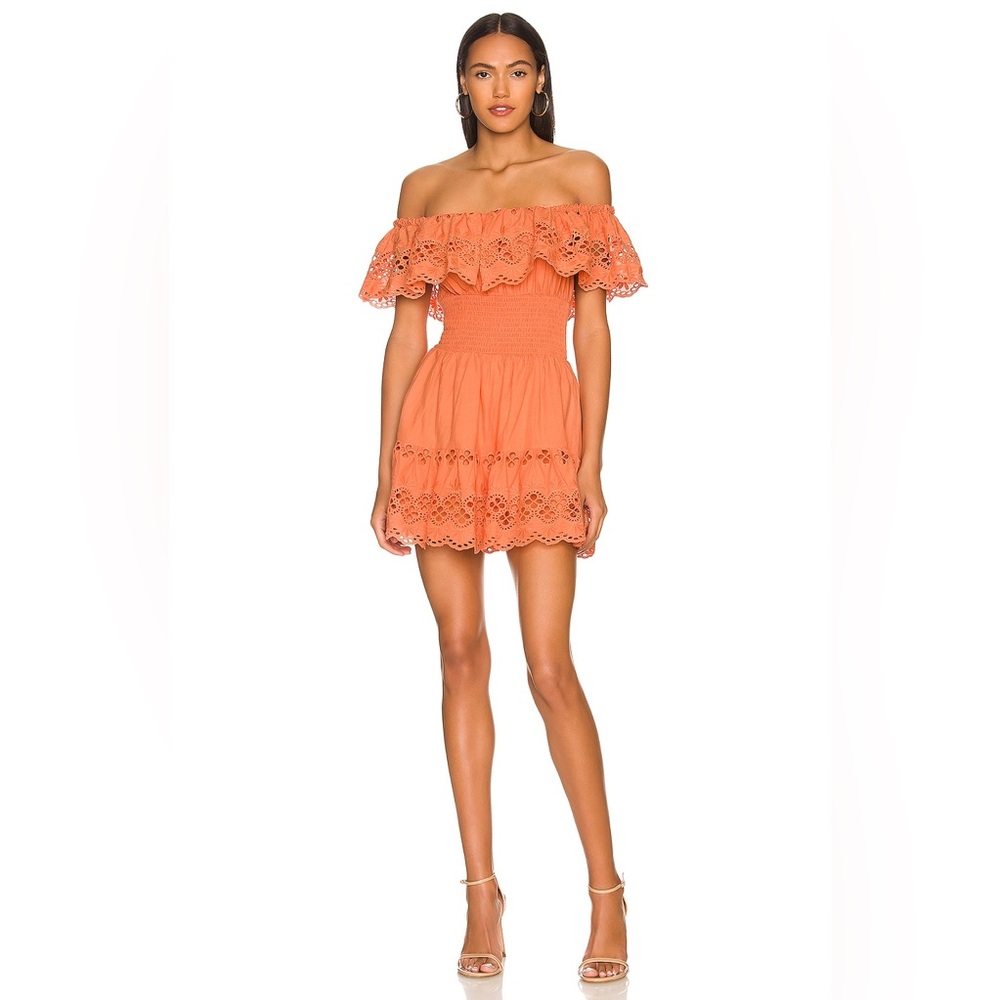 Lovers & Friends Orange Eyelet Dress S